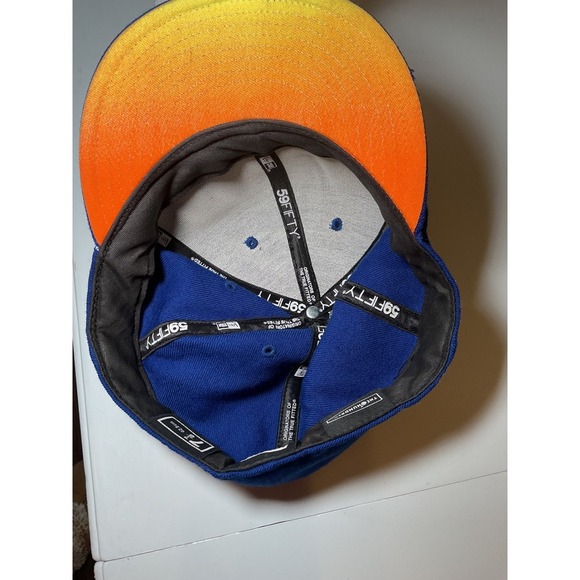 New Era THLA Fitted Hat Cap Palm Tree Blue Yellow Fitted Hat‎ Size 7 7/8 - Picture 6 of 9